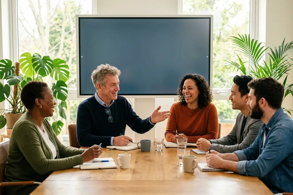 IT director in a senior leadership meeting in a UK boardroom